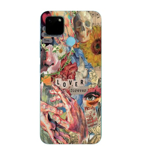 Realme C21Y/C25Y Uyumlu Aesthetic Vintage Kolaj Desenli Şeffaf Telefon Kılıfı