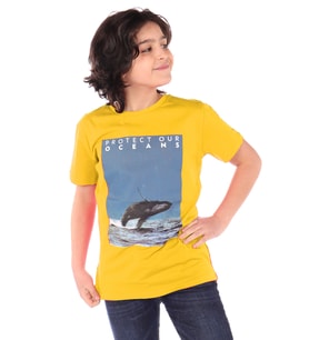 Toontoy Erkek Çocuk Baskılı Tişört (Koyu Sarı)