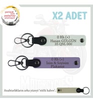 Motorsikletçilere Özel, İsim Plaka ve 0 Rh (+) Kan Grubu Yazılı x2' li Anahtarlık Set, Mor-Bordo-SK (Çok Renkli)