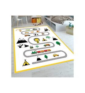 Rovigo Home Dijital Baskı Yıkanabilir Kaymaz Taban Çocuk Halısı RVG4108-SM75 (Beyaz)