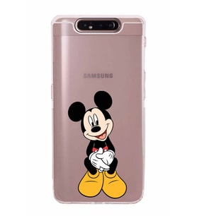 Samsung Galaxy A90   Kamera Korumalı  Kapak Mickey Mouse Tasarımlı  Şeffaf Kılıf