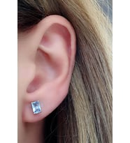 Sky Diamond Blue Creative Sapphire 925 ayar Gümüş Tek Taş Küpe