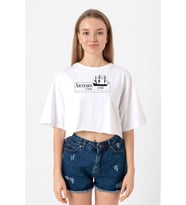 Outlander Artemis Crew Beyaz Kadın Crop Tshirt