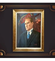Altın Varaklı Çerçeveli Paspartulu Atatürk Tablo z4729 (Gold)