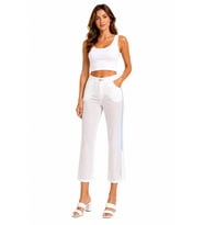 Kadın Regular Fit Paça Beyaz Pantolon