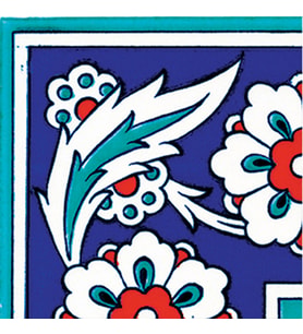 Armada Çini 10x10 cm KSK 8 İznik Çiçek Desenli Çini Bordür Köşe
