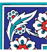 Armada Çini 10x10 cm KSK 8 İznik Çiçek Desenli Çini Bordür Köşe