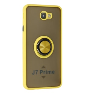 Pilelistore   Samsung Galaxy J7 Prime Kılıf Montreal Yüzüklü Silikon Kapak - Sarı