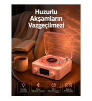 Mey İthalat® Vintage Tarz Bluetooth Hoparlör – Gece Işığı ve Zaman Göstergeli Yeni Nesil