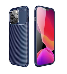 Uyumlu Model Apple iPhone 13 Pro Kılıf Karbon Silikon Case (Lacivert)