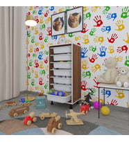Kenzlife sepetli mutfak dolabı ruberu cvz 098x45x30 banyo oyuncak çamaşır beyaz 7 li sepet (Karışık)