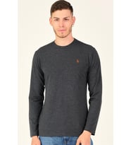 T8588 DEWBERRY BİSİKLET YAKA UZUN KOL T-SHIRT-KOYU ANTRASİT