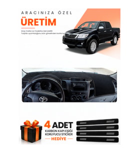 TOYOTA HİLUX (2005-2014) Uyumlu Torpido Koruma Örtüsü Oto Kılıfı - Siyah