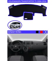 Volkswagen Transporter T5 2004-2016 İçin Uygun Torpido Koruma Halısı Siyah Kenar Renk Mavi
