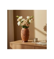 Pamore Dekoratif Vazo - Kahverengi / Ahşap Tabanlı