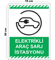Metal Elektrikli Şarj İstasyonu 15cm x 20cm Uyarı Levhası Yönlendirme Tabelası