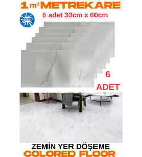 6 Adet 30cmx60cm Yapışkanlı Floor Pvc Panel 803 Yer Zemin Kaplama Paneli Arkası Kauçuklu
