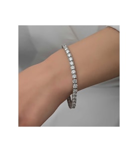 Gümüş 6 mm Beyaz Taşlı Su Yolu Kadın Bileklik CSR2185359