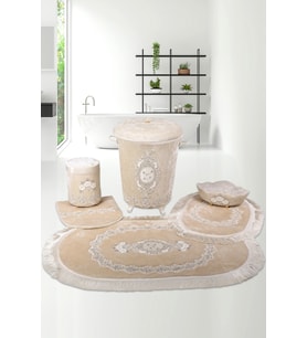 Exclusive Vizon 6 Parça Çeyizlik Banyo Seti  3'lü Sepet & 3'lü Banyo Paspası