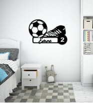 Futbol Topu - Krampon Temalı Kişiye Özel İsimli Tablo (Siyah)