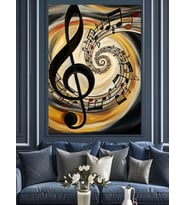 Sol Anahtarı Müzik Notaları Dekoratif Kanvas - Mdf Ahşap Tablo