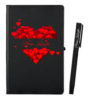 Sevgiliye Hediye Kişiye Özel Siyah Defter ve Siyah Roller Kalem Seti