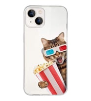 PrintiFy Apple  iPhone 13 ile Uyumlu 1mm Slim Fit Kedi 1 050b Baskılı Şeffaf  Kılıf
