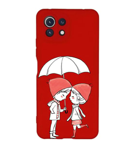 Xiaomi Mi 11 Lite Uyumlu Lansman Kılıf Aşk Tasarımlı İçi Kadife Kapak-Kırmızı (Şeffaf)