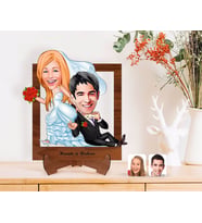 BK Gift Kişiye Özel Evleniyoruz Karikatürlü Ahşap Standlı 3D Biblo-2 (Beyaz)