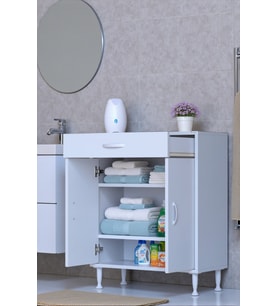Eliusta Taha 65 cm 3 Bölmeli Beyaz Çok Amaçlı Dolap 2 Raflı Banyo Mutfak Dolabı 65x88x32,5 cm Düzenleyici