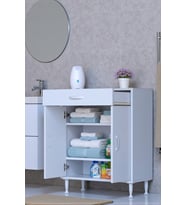 Eliusta Taha 65 cm 3 Bölmeli Beyaz Çok Amaçlı Dolap 2 Raflı Banyo Mutfak Dolabı 65x88x32,5 cm Düzenleyici
