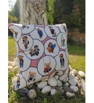 Karam Home Kırmızı Çizgili Ayılar Dijital Baskı Kırlent Kılıfı