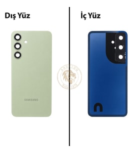 Samsung Galaxy S24 Yeşil Renk Lensli Arka Kapak Arka Cam Batarya Kapağı Pil Kapağı Lazer Kesim Back Cover Galaxy S24 Uyumlu