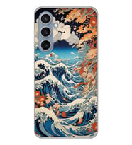 Samsung Galaxy S23 FE Uyumlu Kanagawa Dalga Desenli Şeffaf Telefon Kılıfı