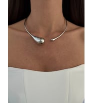 Özel Seri Damla Tasarım Gümüş Choker Kolye