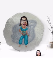 BK Gift Kişiye Özel Oryantel Karikatürlü Yuvarlak Dekoratif Kırlent Yastık-1