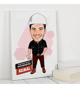 En İyi Mühendis Karikatürlü Kanvas Tablo