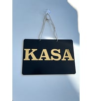 KASA Yazılı Yönlendirme Tabelası - Siyah MDF Üzeri Gold Aynalı Pleksi (29x20 cm)