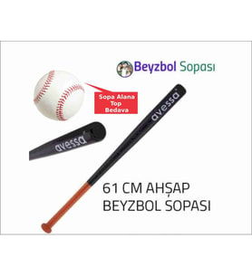 Leyaton Beyzbol Sopası Ahşap 61 cm + Beyzbol Topu Hediye