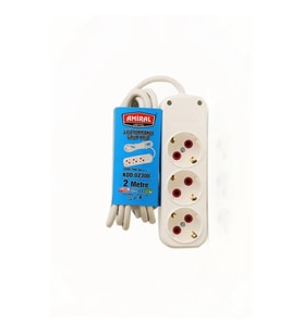 pilelistore Amiral 3' lü Topraklı 2 Metre Kablolu Grup Priz