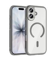 Apple iPhone 17 Uyumlu Kılıf M-Safe Şarj Özellikli Metal Kamera Çerçeveli Zore Tiko Kapak (Gri)