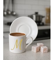Türk Kahvesi, Espresso, Harf Fincan (Beyaz-Altın El Yazısı)