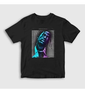 Presmono Unisex Çocuk Siyah Warp Astroworld Travis Scott T-Shirt 43351tt