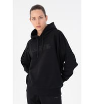 Maraton Oversize Kadın Bisiklet Yaka Siyah Sweatshirt