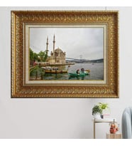 Gold Altın Kalın Çerçeveli Paspartulu Tablo vk995