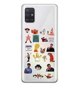 Samsung Galaxy A71 Uyumlu Sticker Tasarımlı Şeffaf Telefon Kılıfı