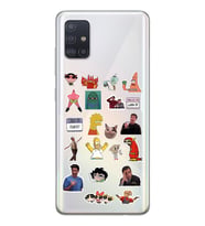 Samsung Galaxy A71 Uyumlu Sticker Tasarımlı Şeffaf Telefon Kılıfı