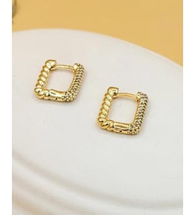 Gold Kare Halka Küpe