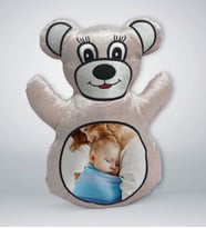 BK Gift Kişiye Özel Fotoğraflı Krem Ayıcık Yastık-1