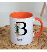 Kişiye Özel B Baş Harf ve İsimli Kupa Bardak